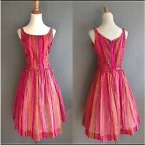 Vibrant Pink and Orange Striped Dress